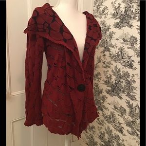 Brigitte Nyc Womens Art To West Cardigan Burgundy… - image 1